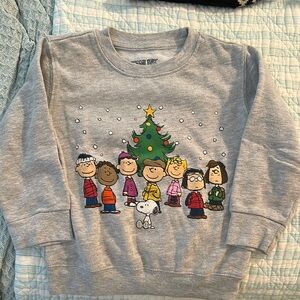 Heather Grey Peanuts Christmas Sweatshirt Crew Neck